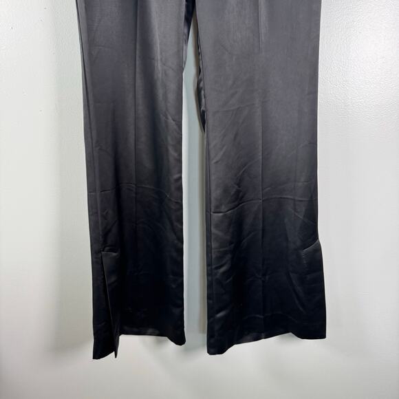 Jason Wu Black Silky Satin Wide Leg Slacks Trousers Pants Designer Size 6 - Picture 4 of 11